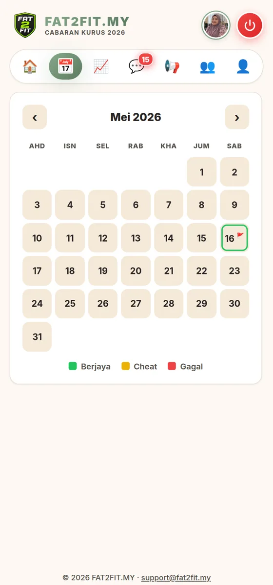 Kalendar status harian berwarna
